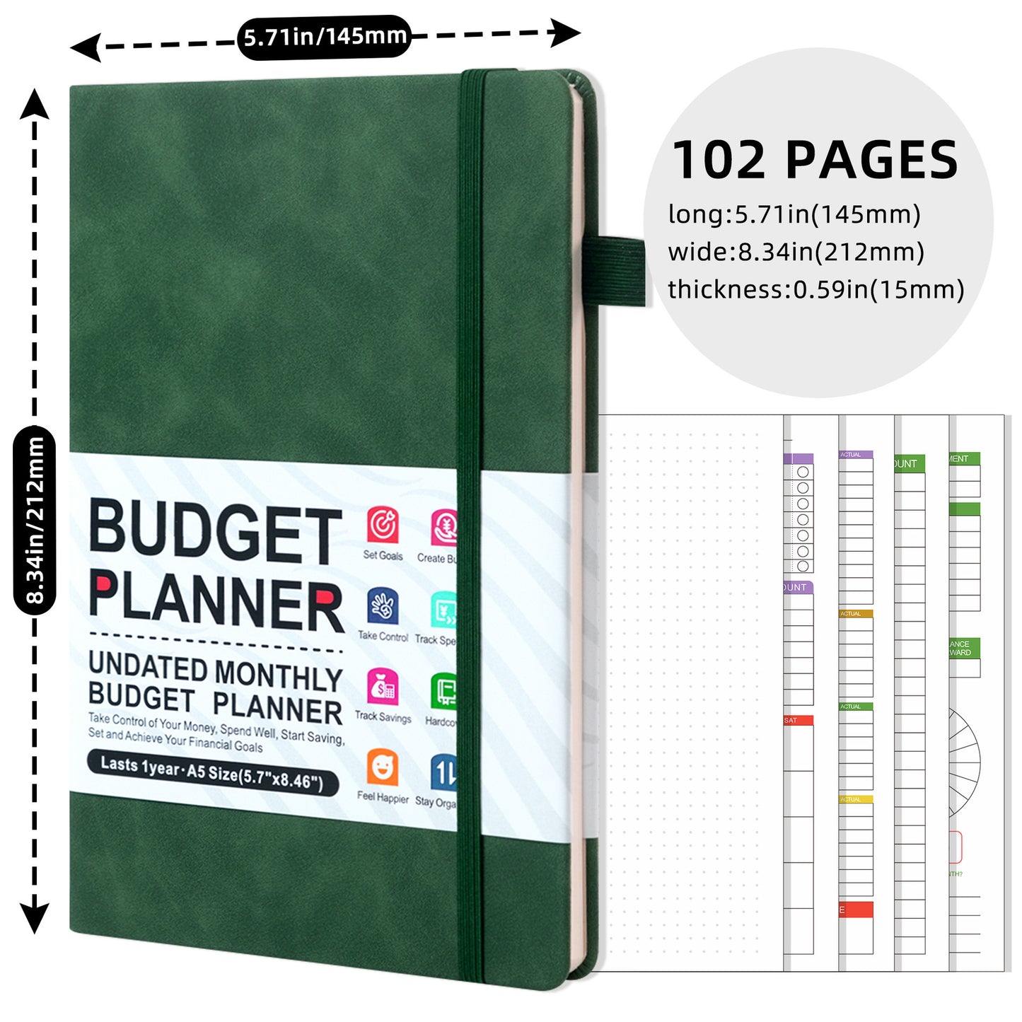 kousely™ Budget Planner Expenses Tracker Booklet