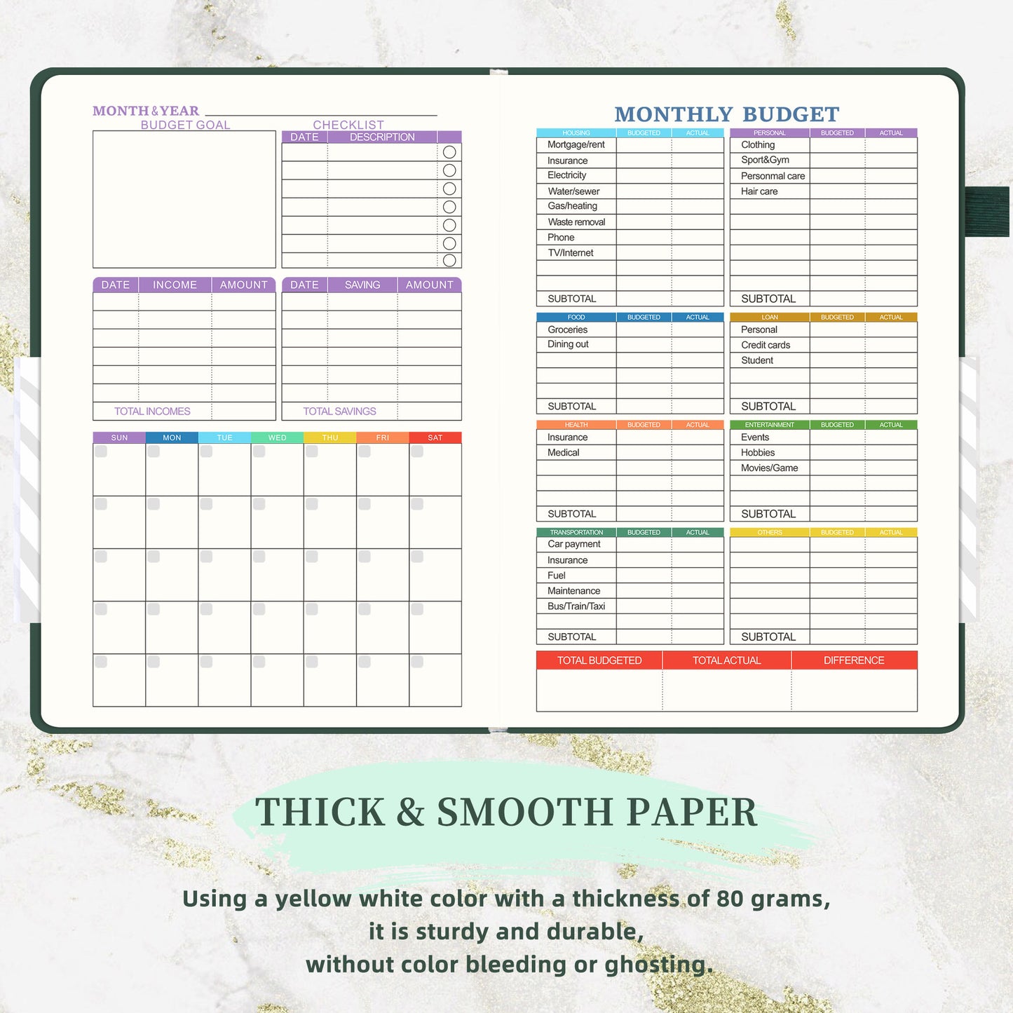 kousely™ Budget Planner Expenses Tracker Booklet