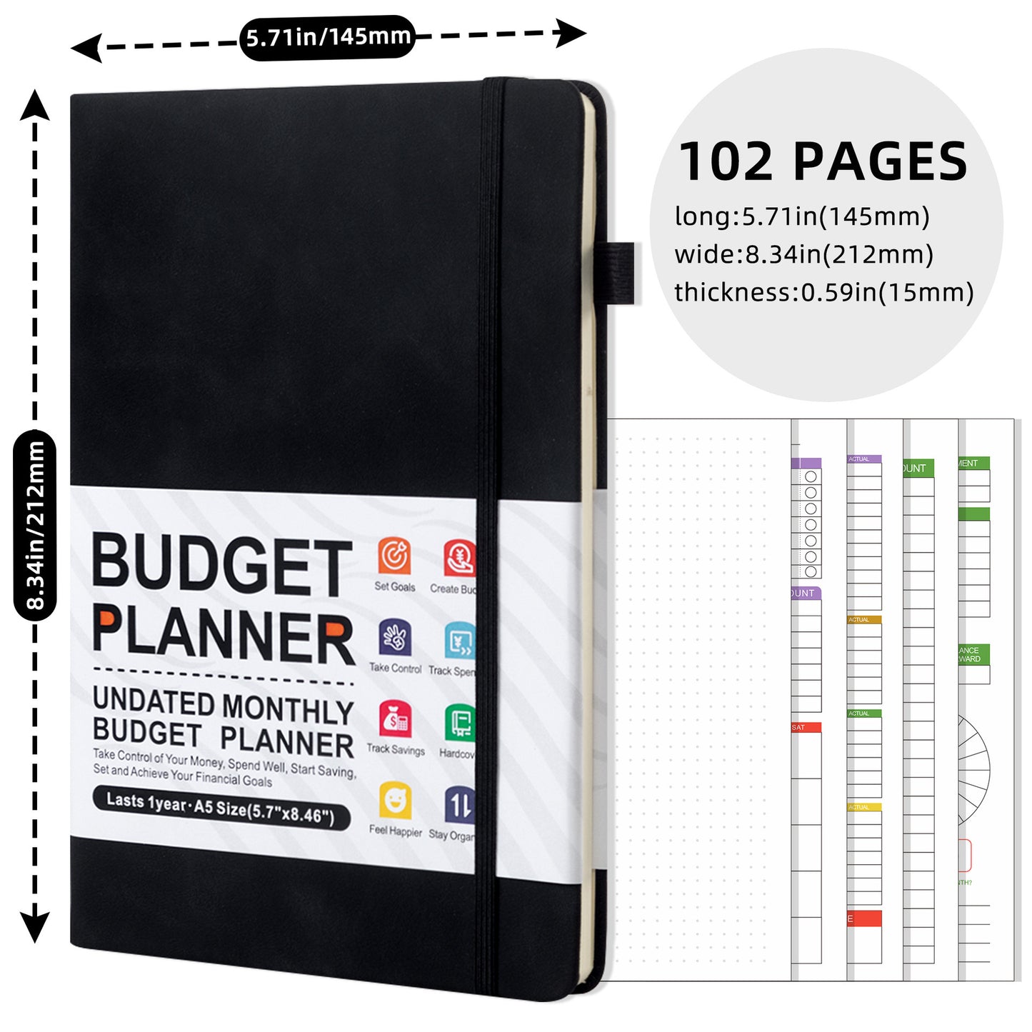 kousely™ Budget Planner Expenses Tracker Booklet