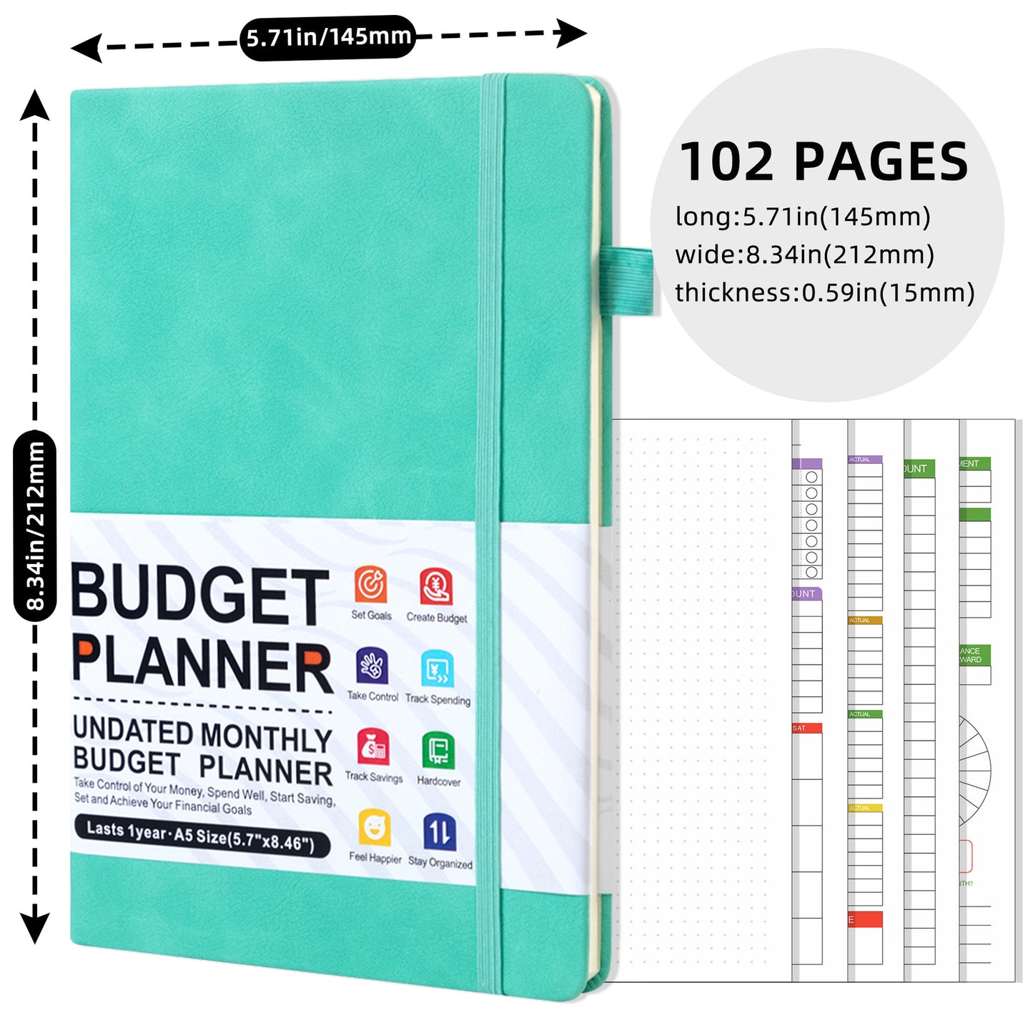 kousely™ Budget Planner Expenses Tracker Booklet