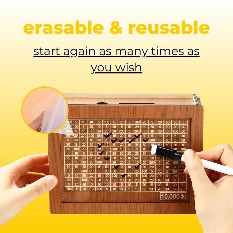 Erasable reusable savings tracker
