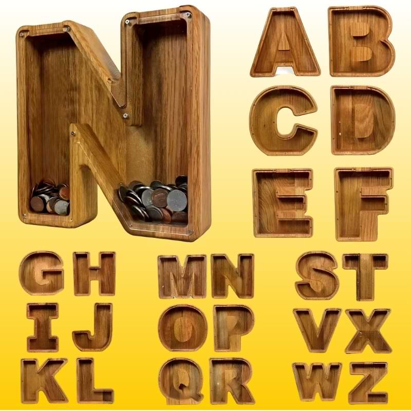 kousely™ Wooden Kids Letter Piggy Bank
